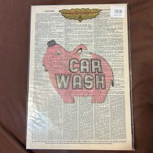 Pink Elephant Car Wash - Dictionary Art Wall Hanging